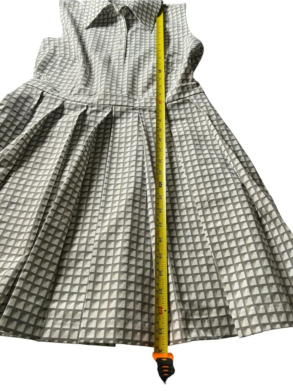 Tory Burch Stretch Golf Pleated Shirt Dress in Grey Gradient Gingham Size 6 - Picture 12 of 15